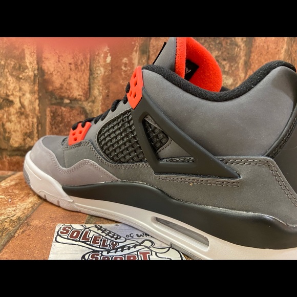 NEW Nike Air Jordan 4 Retro IV Red Infrared Grey 2022 Basketball Shoes - Picture 8 of 9